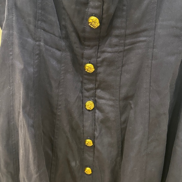 Aqua Black Sleeveless Blouse with Gold Buttons - Picture 3 of 3